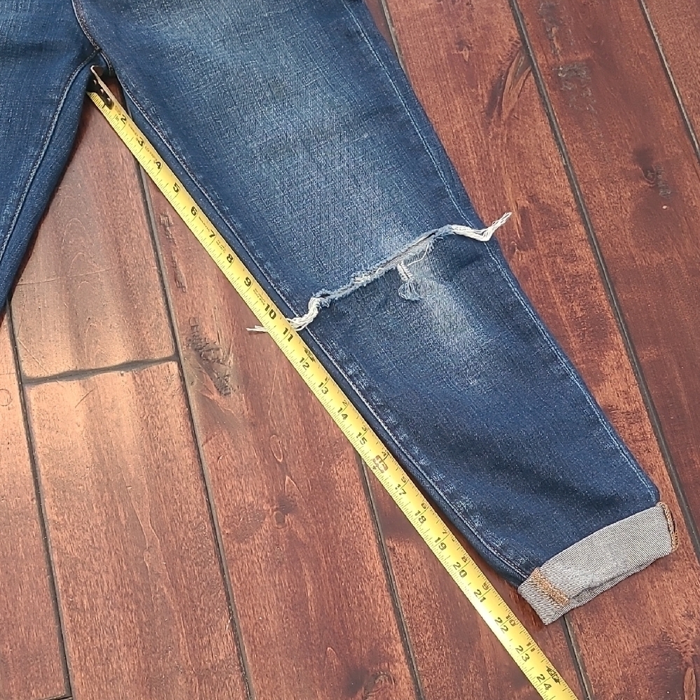 L'Agence Blue Rachel Slim High Rise Distressed Ripped Cropped Jeans Size 27 - Picture 4 of 8